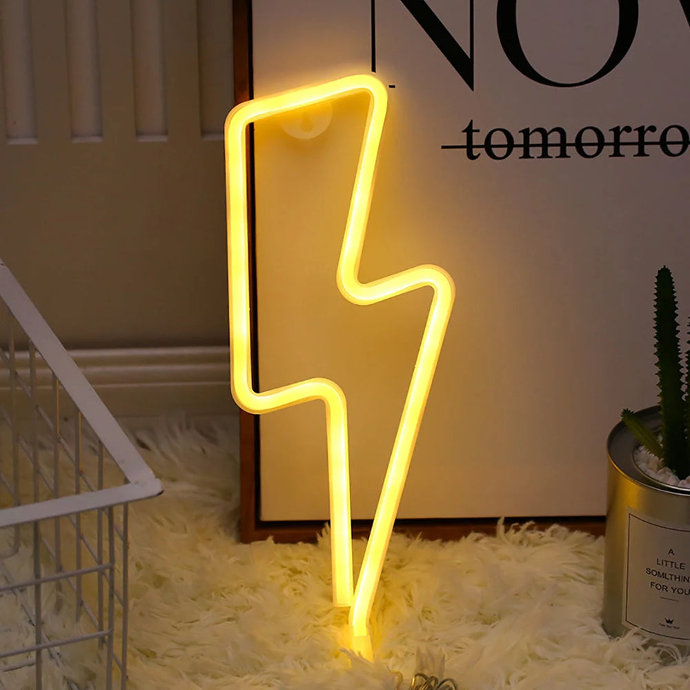 Lightning LED neon light, USB/battery powered, bedroom, gaming room, living room, office, wedding, birthday, party supplies
